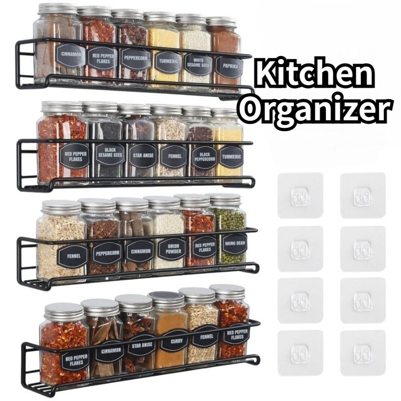 Commercial Kitchen Shelving - 2PCS Kitchen Spice Rack Metal Wall-mounted