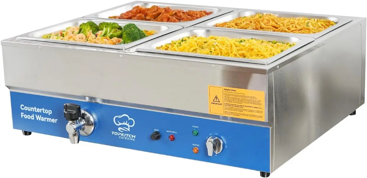 Bain Marie Food Warmer - ETL Listed 4 Pan Commercial Food
