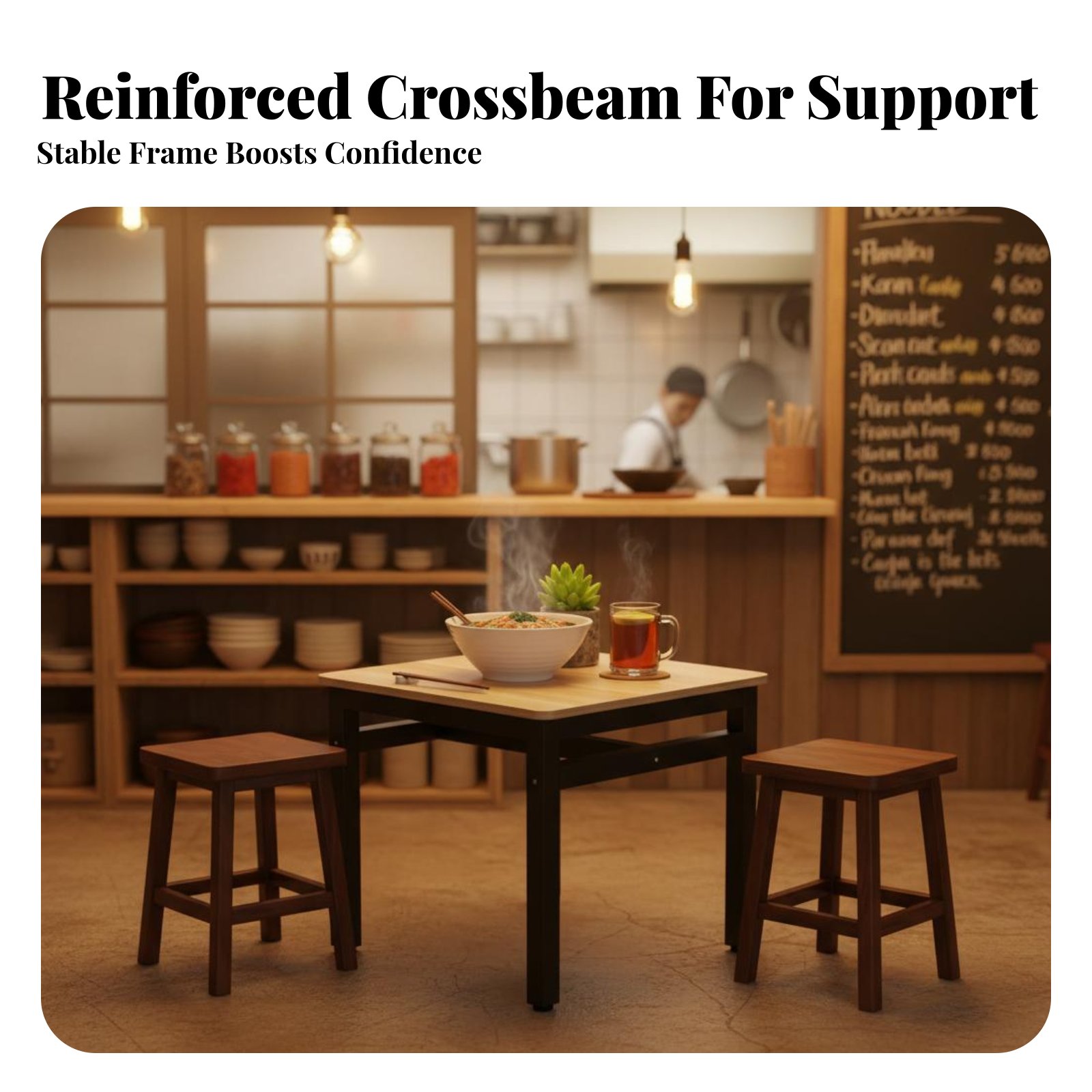 Commercial Kitchen Set - Square Table with 4 Chairs Easy