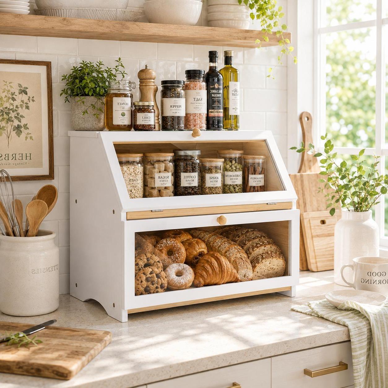 HOMEKOKO Double Layer Bread Bo - Commercial Kitchen Organization 评论和价格