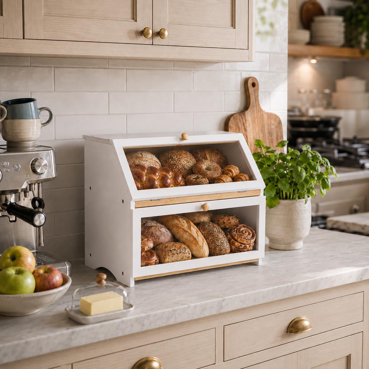 HOMEKOKO Double Layer Bread Bo - Commercial Kitchen Organization 评论和价格