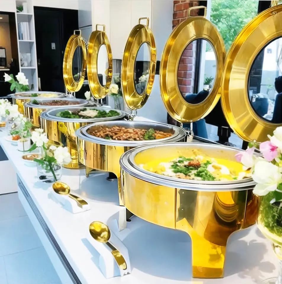 Gold 6L Stainless Steel Round  - Bain Marie Food Warmer 评论和价格