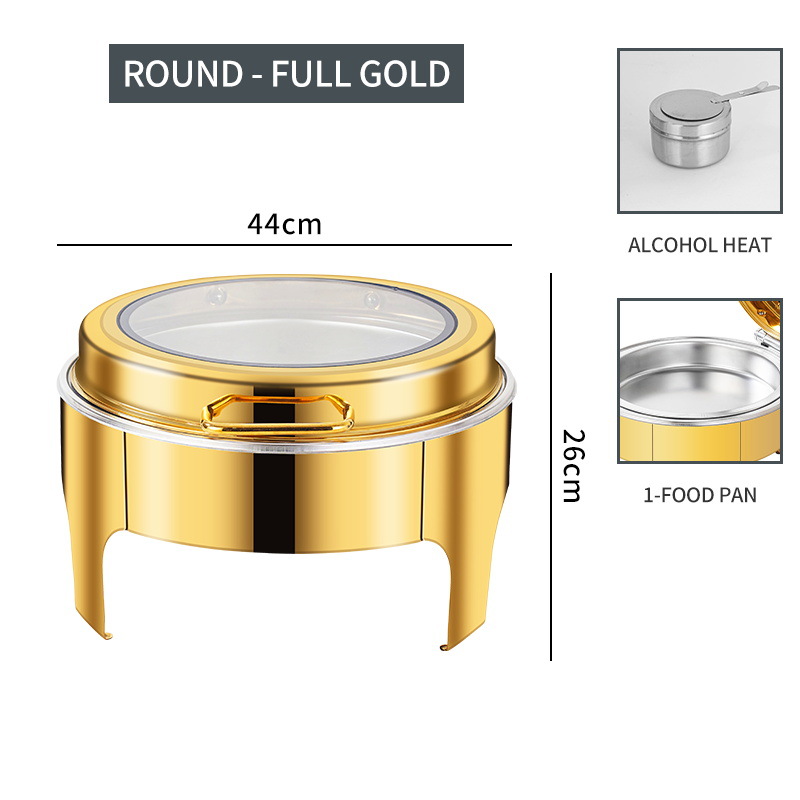 Gold 6L Stainless Steel Round  - Bain Marie Food Warmer 评论和价格