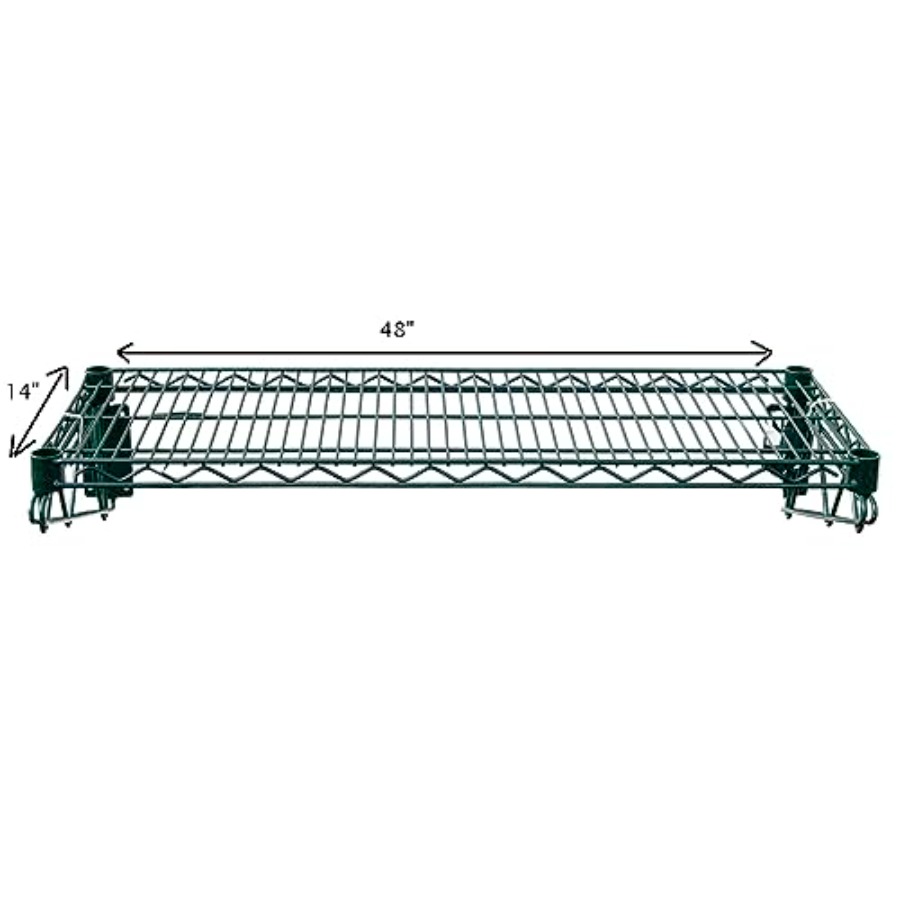 48x14 Epoxy-Coated Green Wire  - Wall Shelf Commercial Kitchen 评论和价格