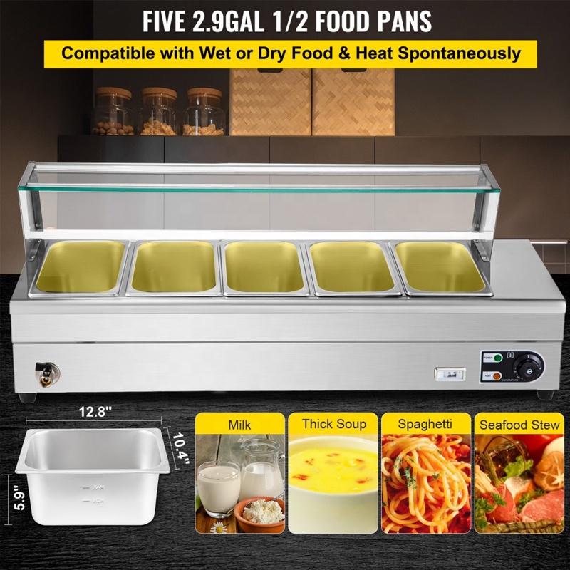 Pans Electric Industrial Table - Bain Marie Food Warmer 评论和价格